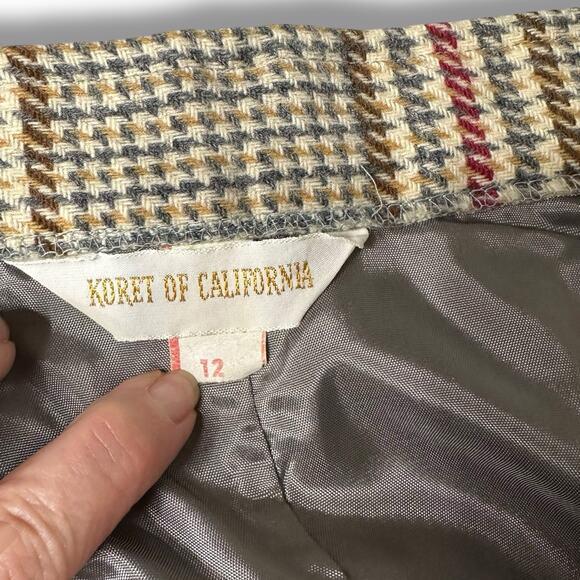 Koret Vintage Maxi Skirt Flare Plaid Wool Blend Academia Old Money Regency 26" - Picture 10 of 16